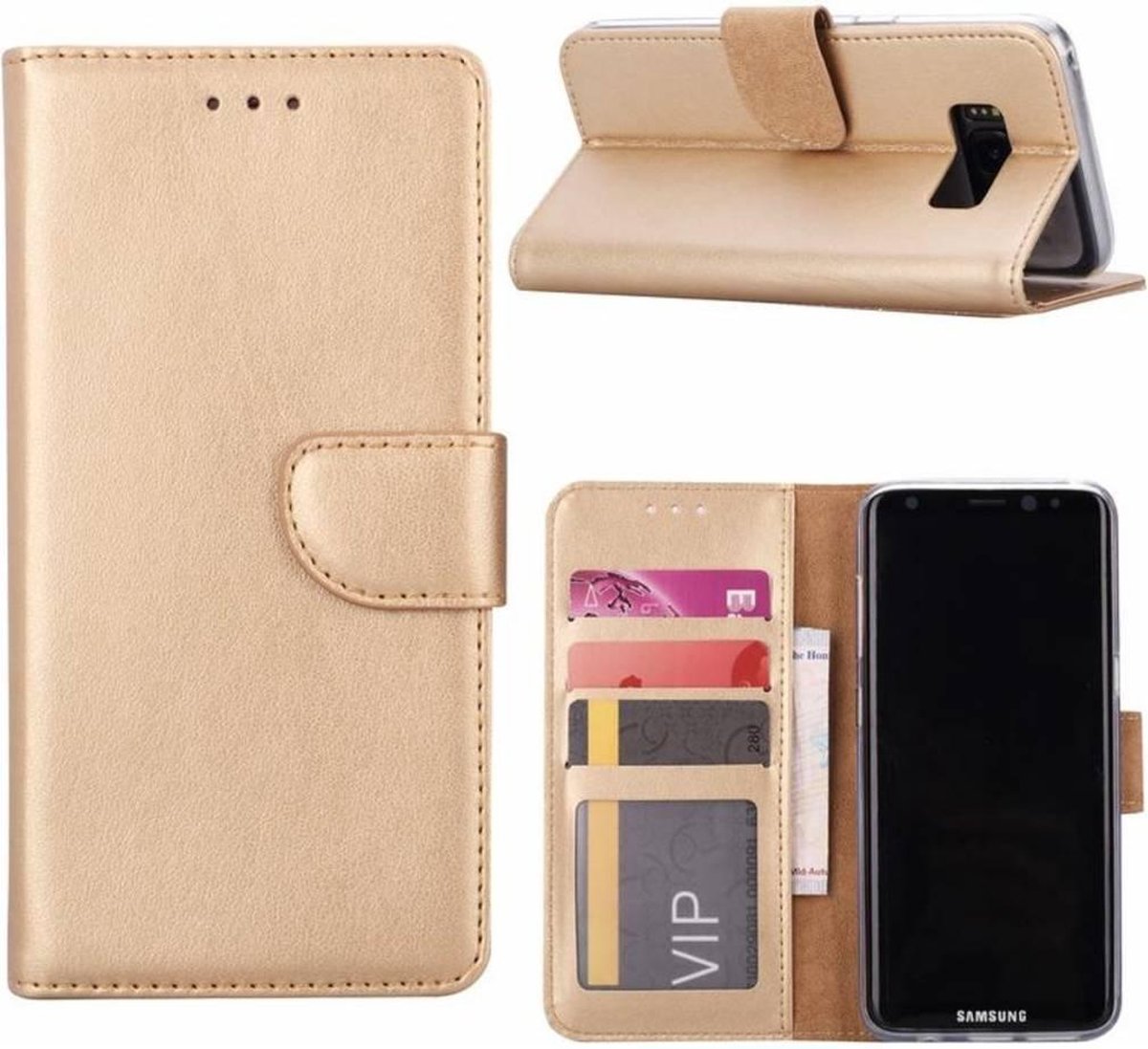 Samsung Galaxy S6 Portmeonnee hoesje / booktype case Champagne Goud