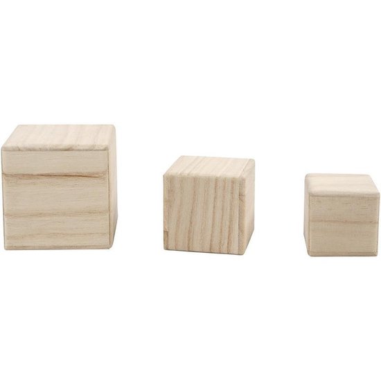 3x hobby knutsel kubussen - Decoratie blokken van blank hout 5 - 6 8 cm | bol.com