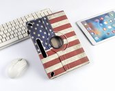 P.C.K. Hoesje/Boekhoesje/Bookcover/Case draaibaar Amerikaanse vlag / USA vlag print geschikt voor 10 inch Tablets universeel MET PEN