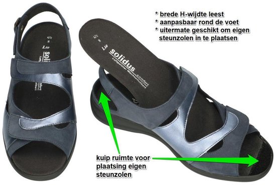 Solidus -Dames - blauw donker - sandalen - maat 38 | bol.com