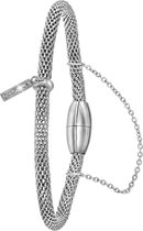 Lucardi Dames Armband mesh letter I met kristal - Staal - Armband - Cadeau - 19 cm - Zilverkleurig