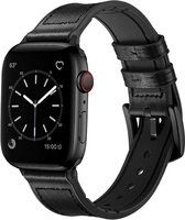 Zacht leren bandje compatibel met Apple Watch 41/40/38 mm, Zwart,