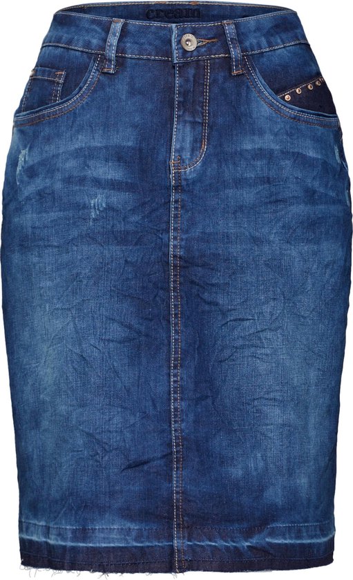 Cream rok patched denim skirt Blauw