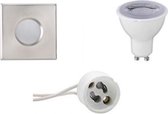 LED Spot Set - Aigi - GU10 Fitting - Waterdicht IP65 - Dimbaar - Inbouw Vierkant - Mat Chroom - 6W - Helder/Koud Wit 6400K - 82mm - BSE