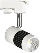 LED Railverlichting - Track Spot - 8W 1 Fase - Rond - Natuurlijk Wit 4200K - Mat Zwart/Wit Aluminium - BSE