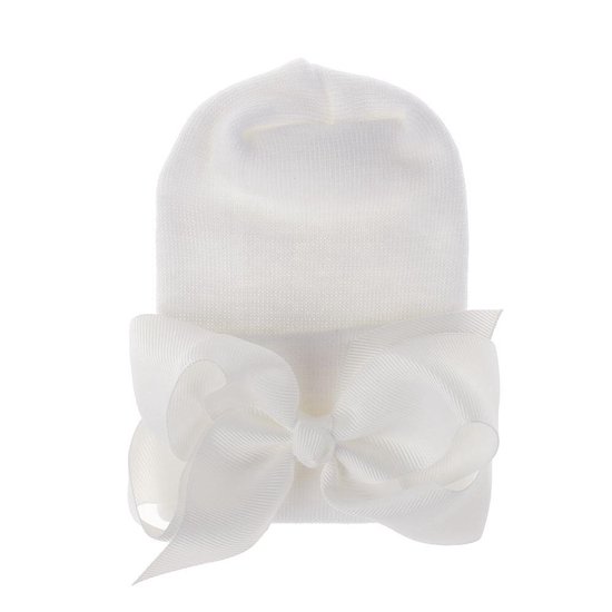 Bonnet de naissance / bonnet bébé / bonnet d'hôpital blanc avec noeud blanc  - Tissu... | bol.com