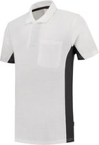 Tricorp Poloshirt Bicolor Borstzak 202002  Wit / Donkergrijs - Maat L