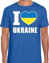 I love Ukraine t-shirt Oekraine blauw voor heren XL