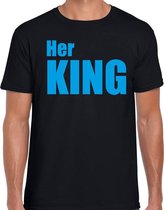 Her king t-shirt zwart met blauwe letters voor heren L