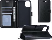 Hoes voor iPhone 11 Hoesje Wallet Case Bookcase Flip Hoes Lederen Look - Zwart