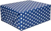 2x Inpakpapier/cadeaupapier blauw met witte stippen 200 x 70 cm rollen - Kadopapier/geschenkpapier
