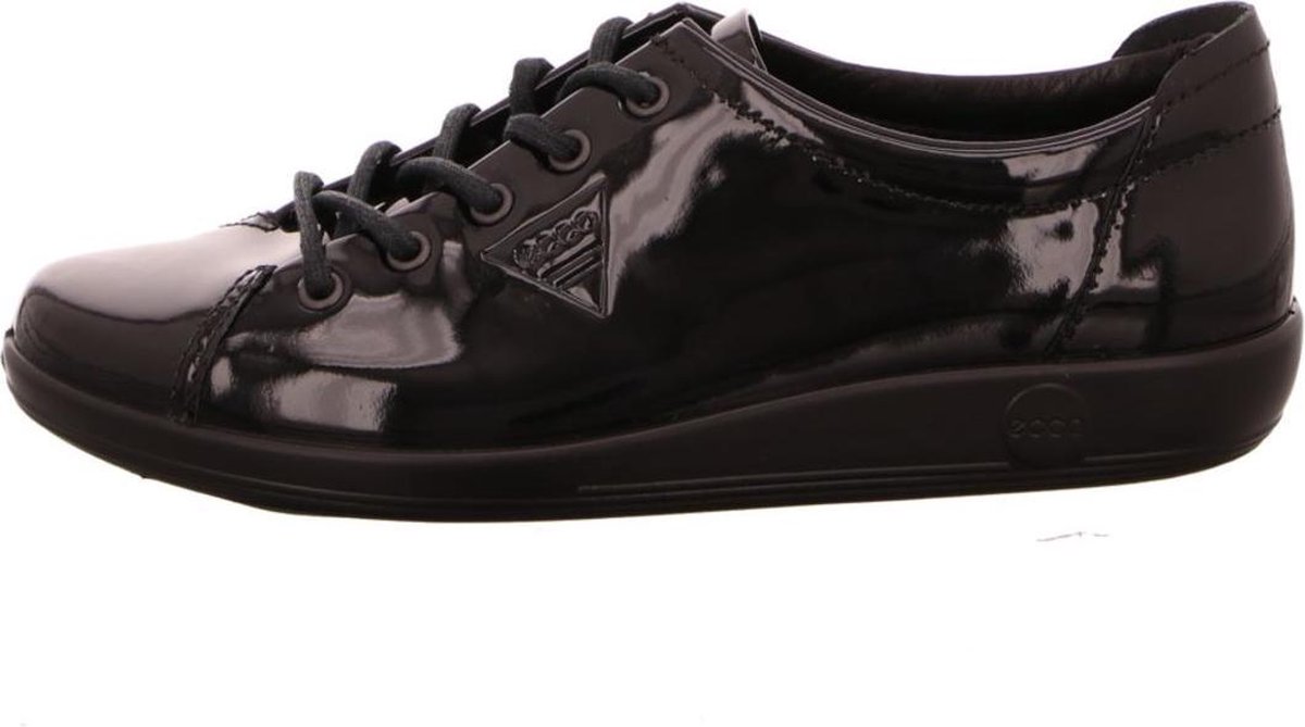 ECCO Soft 2.0 leren dames lak veterschoenen - Zwart - Maat 43 | bol.com