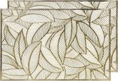 2x Gouden bladeren placemats 30 x 45 cm rechthoek - Goud thema tafeldecoraties versieringen