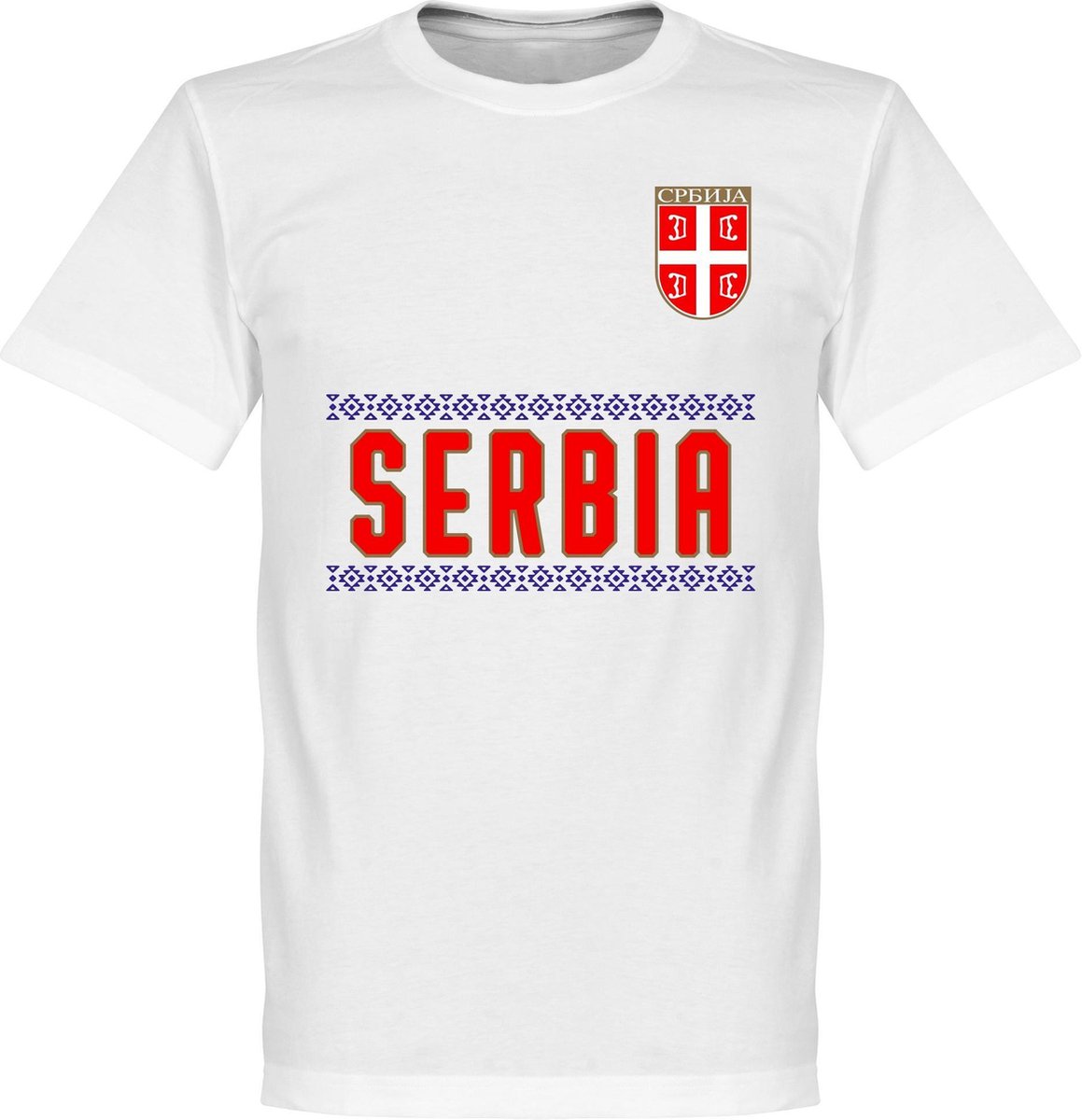 Servië Team T-Shirt - Wit - 5XL