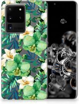 Back Cover Geschikt voor Samsung S20 Ultra TPU Siliconen Hoesje Orchidee Groen