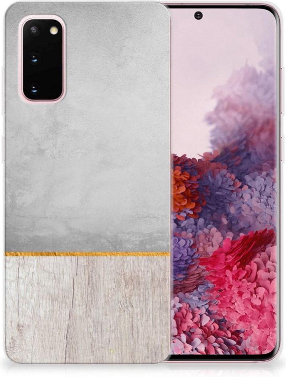 Samsung Galaxy S20 Bumper Hoesje Wood Concrete