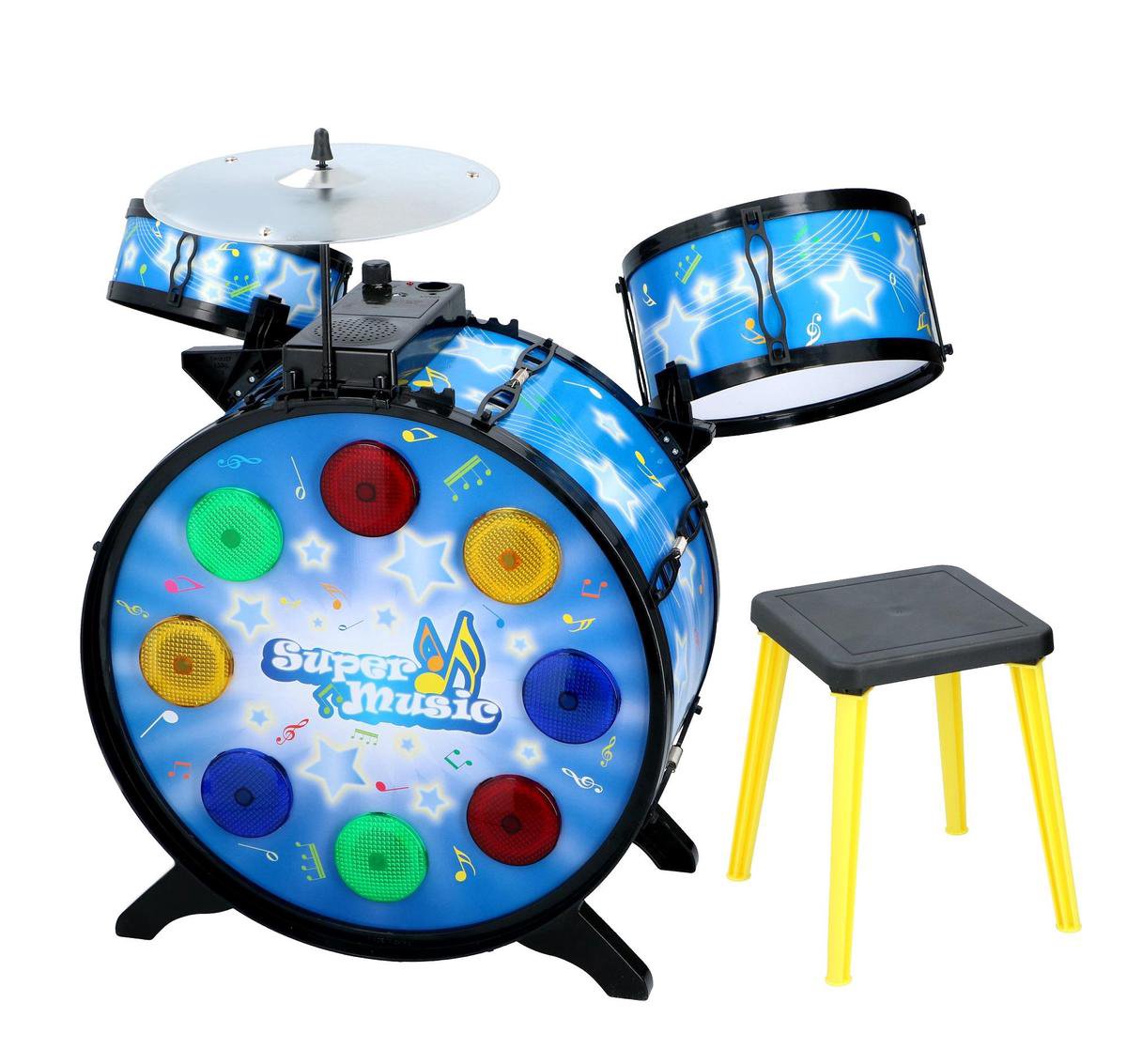 Toevoeging samenwerken Ontvanger Eddy Toys elektronische drumset - met koptelefoon - 53cm - blauw | bol.com