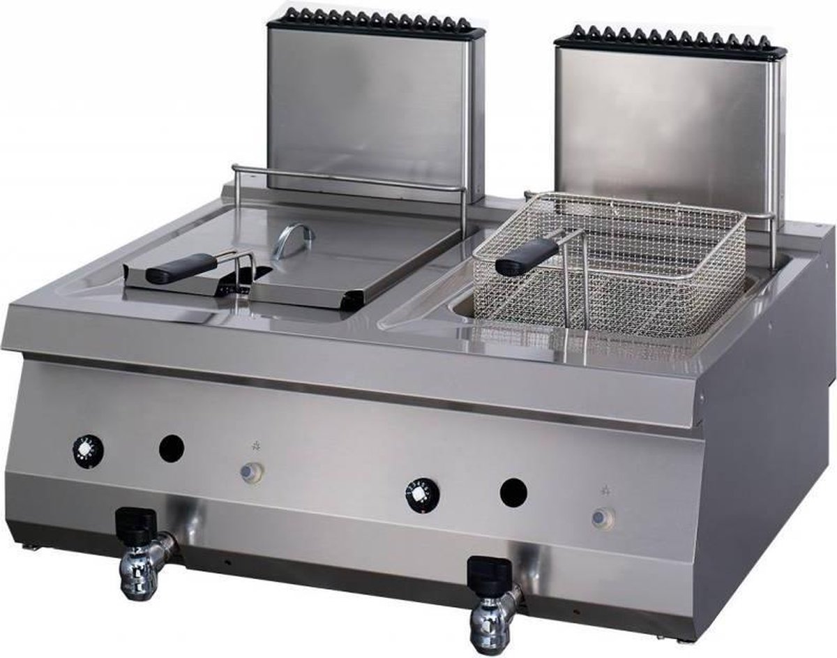 Heavy Duty Friteuse - 2 x 12 L - Dubbel - 70 cm Diep - met Tapkraan - Gas