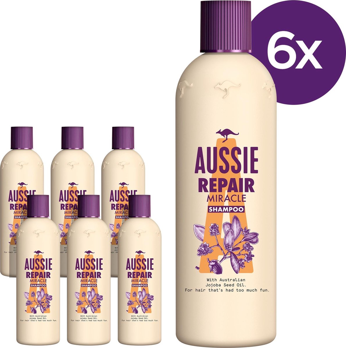 Aussie Repair Miracle Voor Haar Dat Te Veel Heeft Meegemaakt - Voordeelverpakking 6 x 300 ml - Shampoo