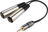 3.5MM AUX Male naar 2X XLR Male Splitter Adapter Kabel voor Microfoon| 25CM | Premium Kwaliteit