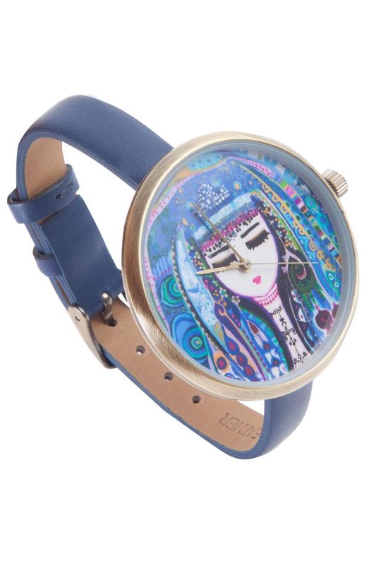 BiggDesign BlueWater - Dames Horloge - Lederen Band - RVS Kast - 40mm - 3 ATM Waterbestendig - Japans Mechanisme