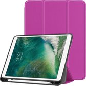 Hoes Geschikt voor iPad Air 1 Hoes Book Case Hoesje Trifold Cover - Hoesje Geschikt voor iPad 6 Hoesje Bookcase - Paars