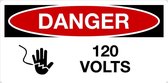 Sticker 'Danger: 120 Volts' 100 x 50 mm