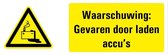 Waarschuwing voor gevaren door laden accu's tekstbord - dibond 400 x 150 mm