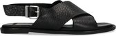 Manfield - Dames - Zwarte sandalen met gekruiste banden - Maat 36