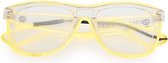 Freaky Glasses® - NEON spacebril transparant - festival bril - led bril - dames en heren - neon geel