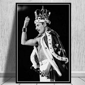 Allernieuwste Canvas Schilderij King Freddie Mercury QUEEN - Kunst Poster - Reproductie - Rapsody - Muziek - 50 x 70cm - Zwart Wit