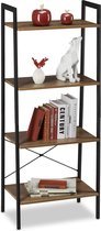 relaxdays wandkast vintage - ladderrek - boekenkast industrieel - boekenkast - rek