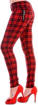 Banned - CHECK Skinny fit broek - XS - Rood
