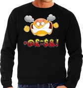 Funny emoticon sweater scheldend zwart voor heren - Fun / cadeau trui XL
