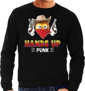 Funny emoticon sweater Hands up punk zwart heren M (50)