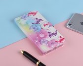 P.C.K. Hoesje/Boekhoesje luxe vlinders met bloemen print geschikt voor Apple Iphone 5G/5S/5SE MET Glasfolie