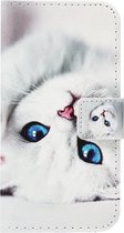 ADEL Kunstleren Book Case Portemonnee Pasjes Hoesje Geschikt voor iPhone XS Max - Katten Wit