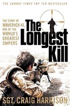 Boekomslag 'The Longest Kill' van Sgt. Craig Harrison. Een sluipschutter richt door een vizier. De tekst luidt 'The Sunday Times Top Ten Bestseller'.