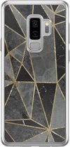 Samsung S9 Plus hoesje siliconen - Zwart abstract vlakken | Samsung Galaxy S9 Plus case | zwart | TPU backcover transparant