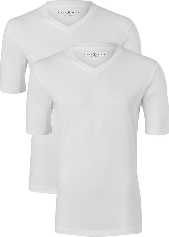 Casa Moda  T-shirts (2-Pack) - V-neck - wit -  Maat S