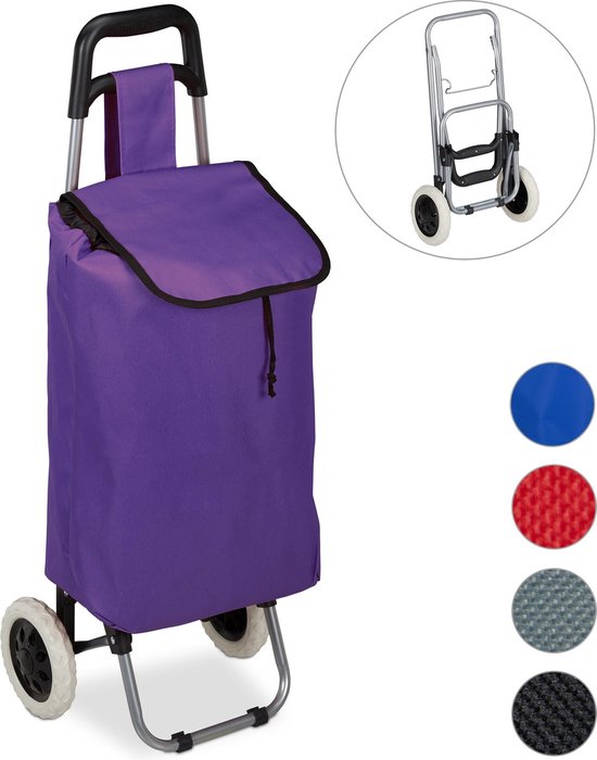 Relaxdays boodschappentrolley 25 l - boodschappenkar - boodschappenwagen -  met 2... | bol.com