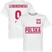 Polen Lewandowski 9 Team T-Shirt - Wit - Kinderen - 152