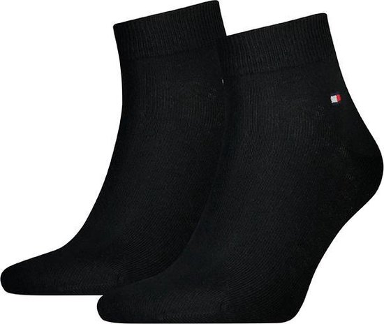 Tommy Hilfiger Quarter Socks (2-pack) - herensokken katoen kort - zwart -  Maat: