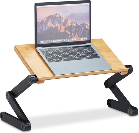 relaxdays laptopstandaard verstelbaar bamboe laptoptafel - - DJ tafel | bol.com