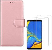 Samsung Galaxy A7 2018 Portemonnee hoesje Rose Goud met 2 stuks Glas Screen protector