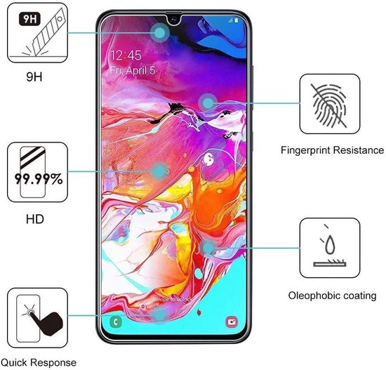 hoesje Geschikt voor: Samsung Galaxy A70 / A70S Portemonnee bruin met 2 stuks Glas Screen protector