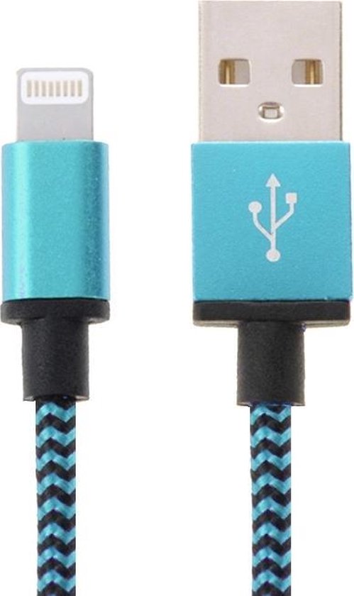 2M Geweven 8-Pin kabel geschikt voor iPad en iPhone | Blauw / Blue | 2A |  bol.com