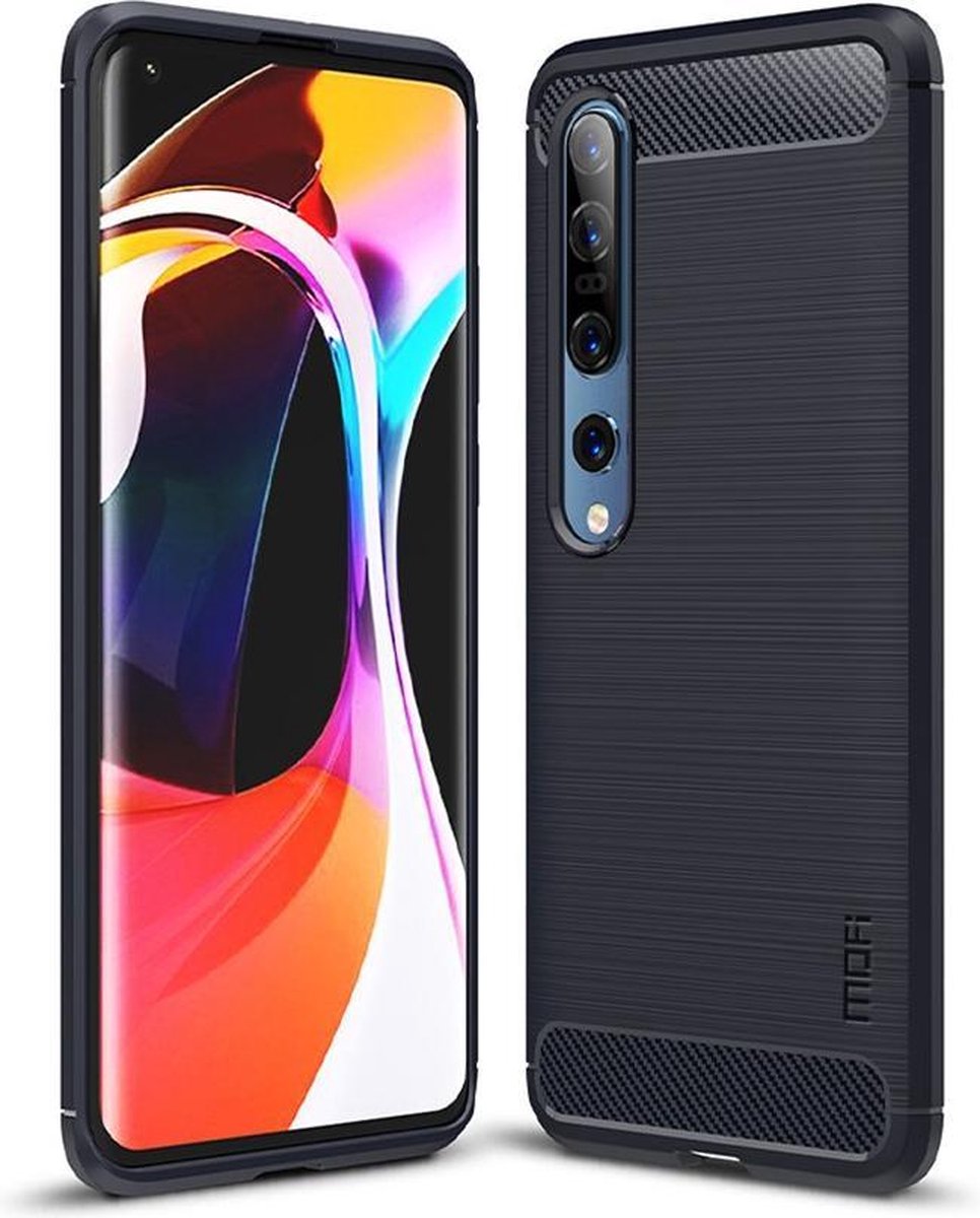 Armor Brushed TPU Back Cover - Geschikt voor Xiaomi Mi 10 / Mi 10 Pro Hoesje - Blauw