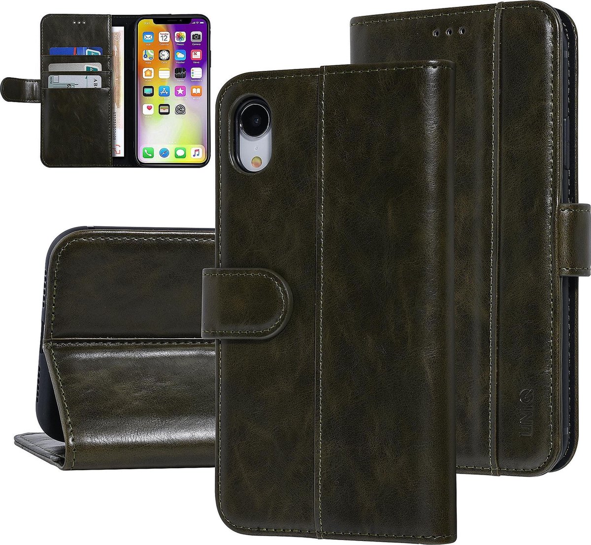 UNIQ Accessory DonkerGroen hoesje iPhone XR - Book Case - Zachte huid