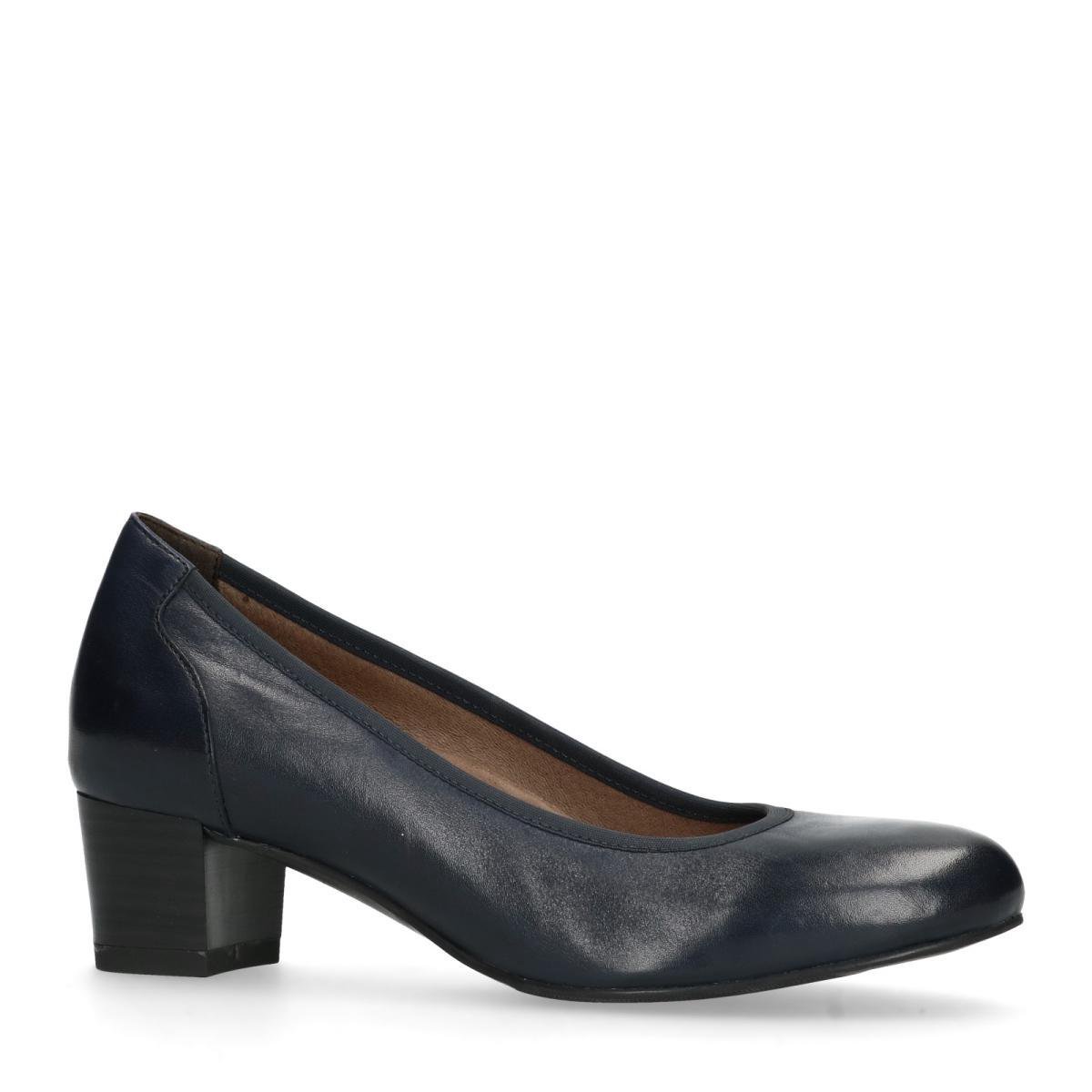 No Stress Dames Donkerblauwe leren pumps met lage hak Maat 37